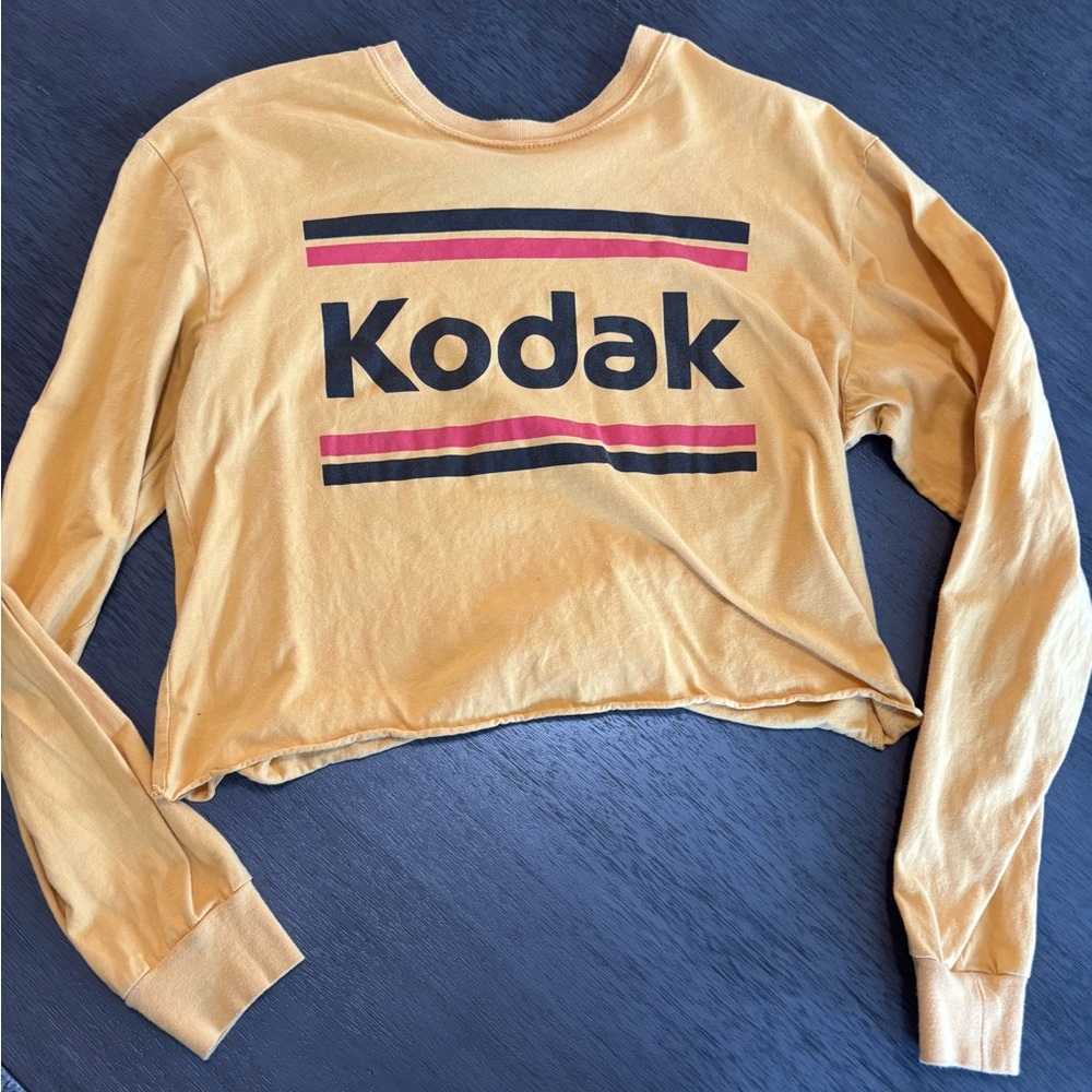 Kodak logo mustard retro T shirt Crop Top Medium Excellent condition